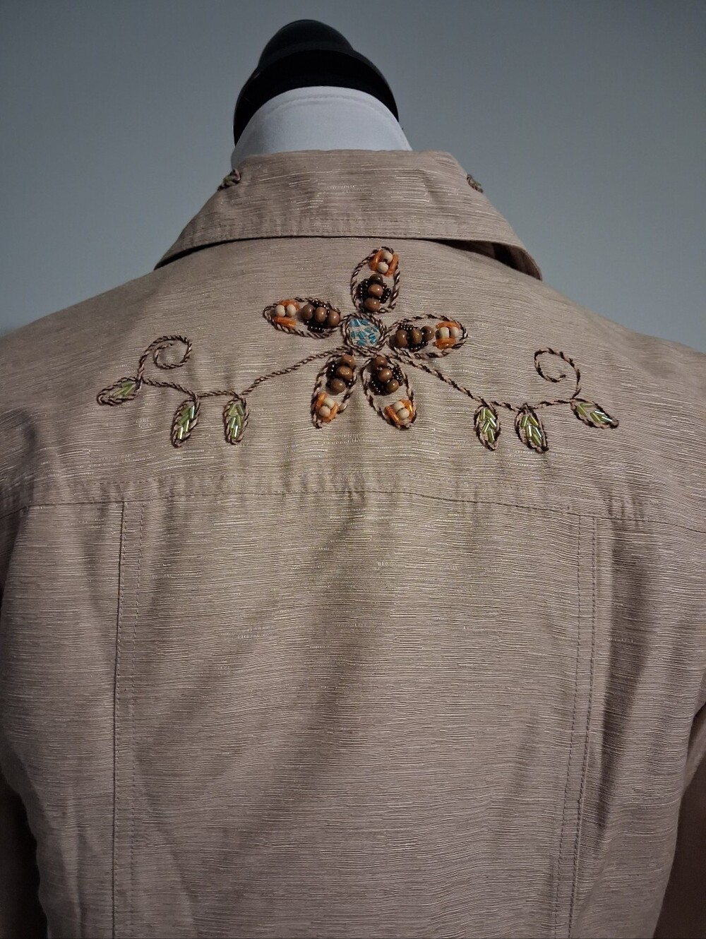 Beaded Floral Embellished Beige Jacket - Picture 4 of 11